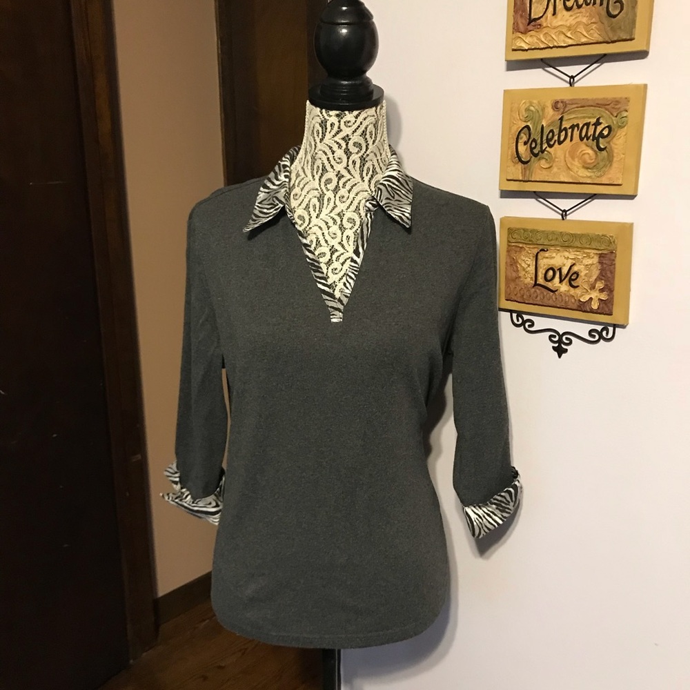 Gray zebra collar shirt